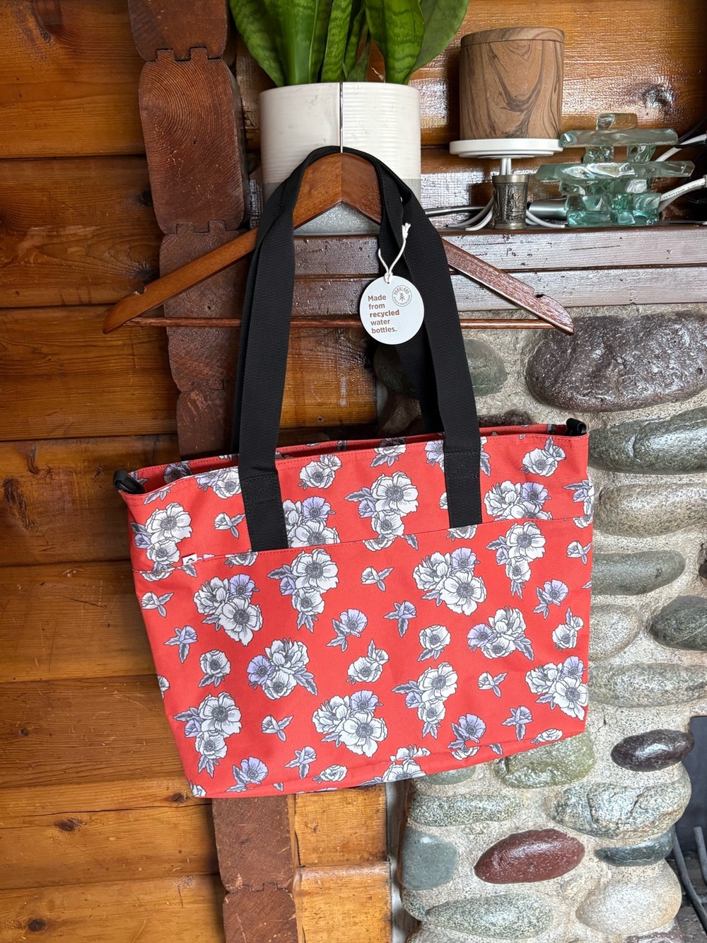 NWT Parkland Fairview Floral Diaper Tote Bag Red Poppy Recycled Bottle Bag